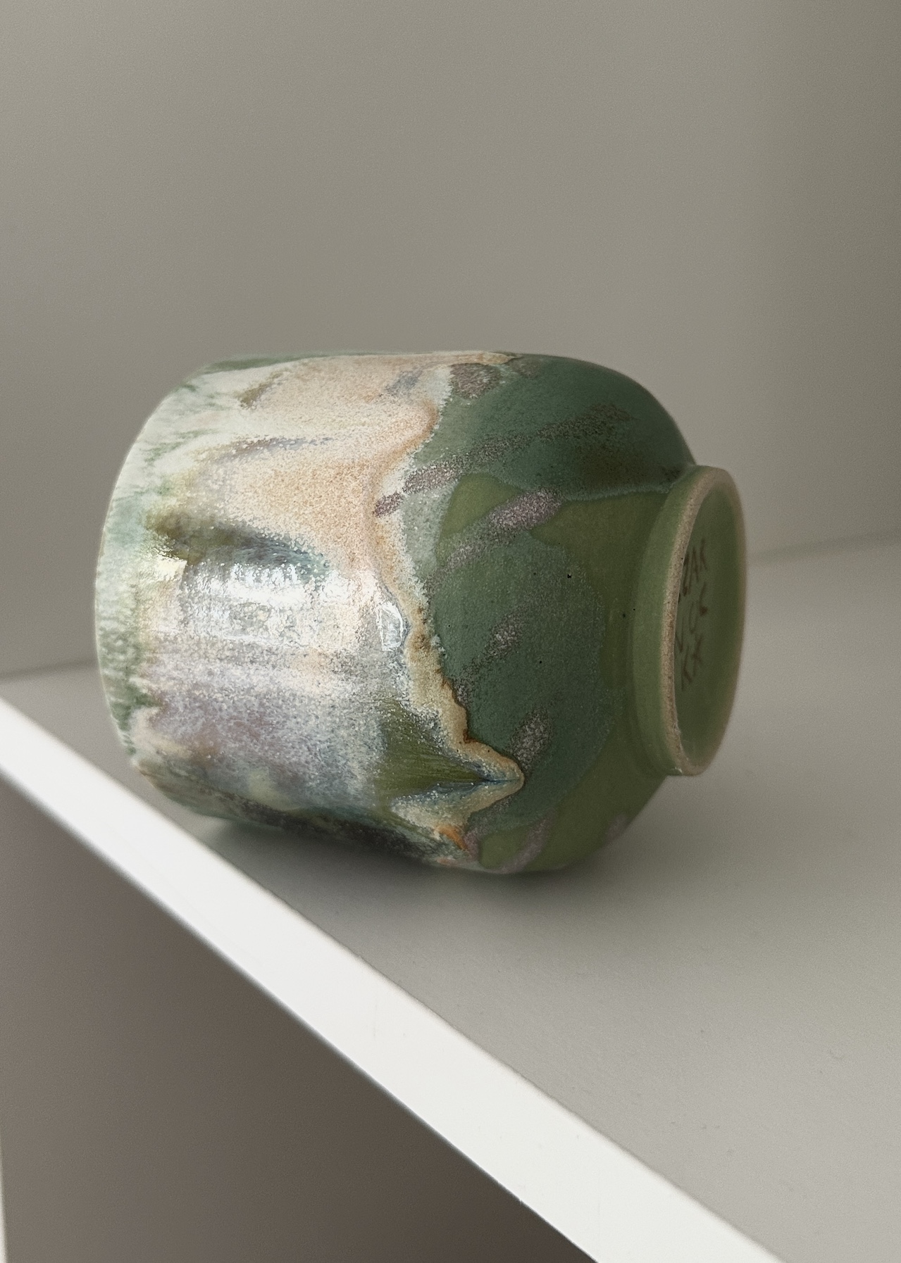 Czarka ceramiczna zielona/Przepływ/koło garncarskie zdjęcie 3