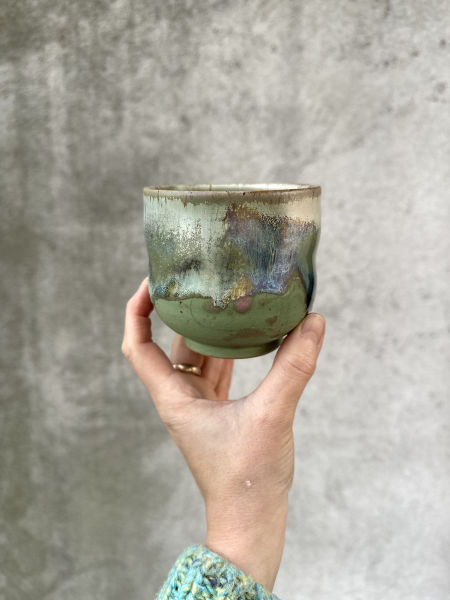 Czarka ceramiczna zielona/450 ml /koło garncarskie