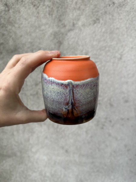 Czarka ceramiczna pomarańczowa /370 ml /koło garncarskie