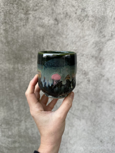 Czarka ceramiczna zielona/370 ml /koło garncarskie